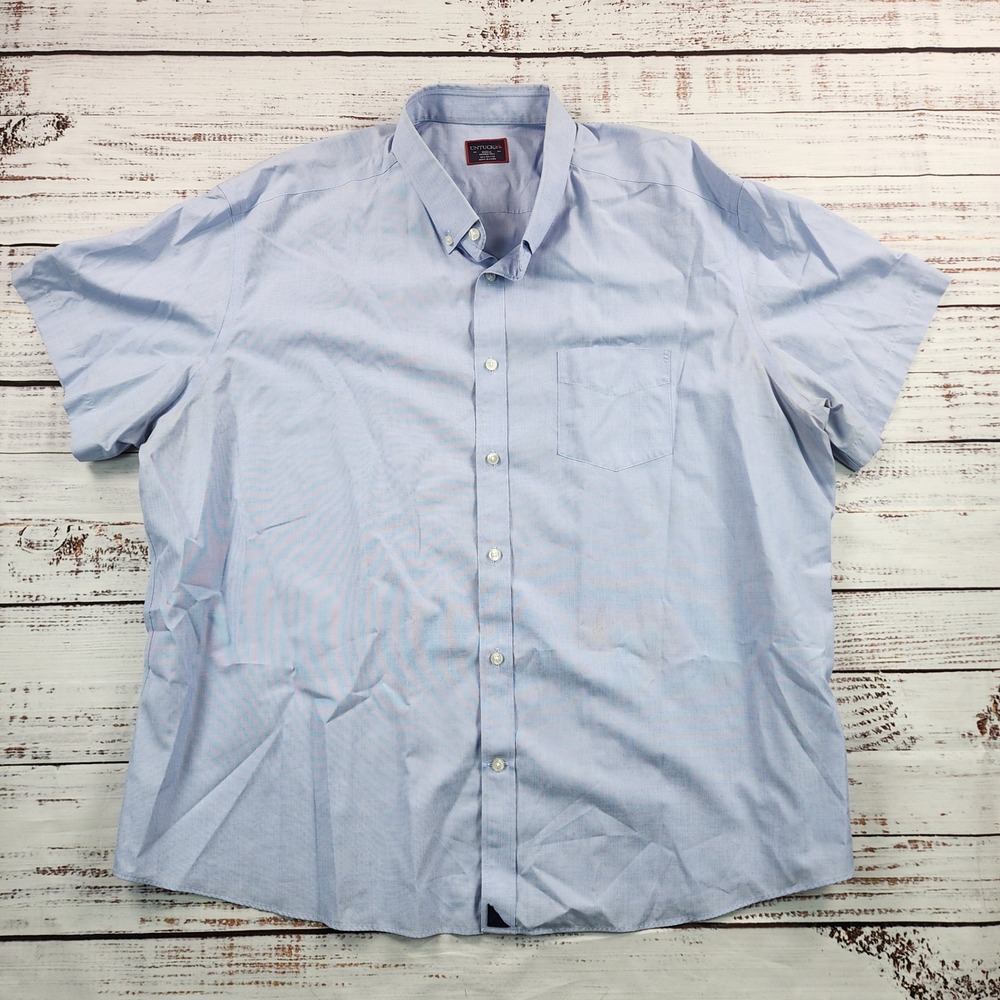 UNTUCKit Hillstowe Shirt Men's XXXLC Light Blue Short Sleeve Wrinkle Free Cotton